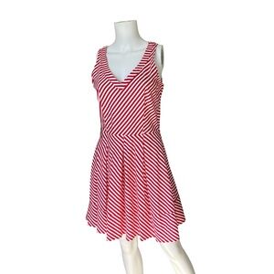 Retrolicious Red and White Striped Dress Retro Rockabilly Cotton Size Medium